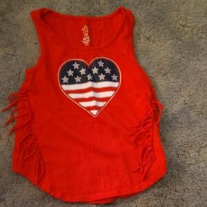 Red Sleeveless Kids Top with Heart Design Girls 6/6X
